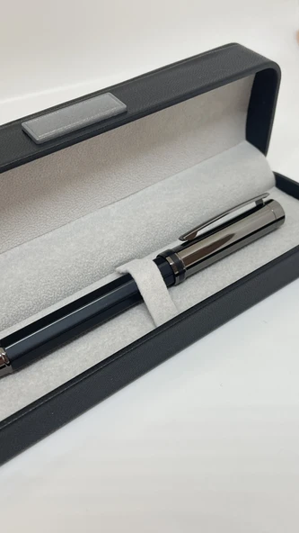 Elegance Series Midnight Gleam Deri Kutulu Siyah Roller İmza Kalemi - 2