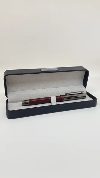 Elegance Series Midnight Gleam Deri Kutulu Kahverengi Roller İmza Kalemi - 1