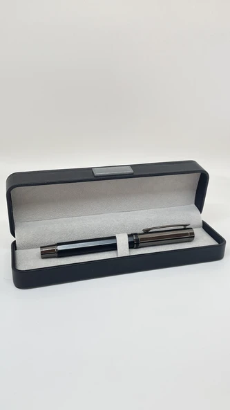 Elegance Series Midnight Gleam Deri Kutulu Siyah Roller İmza Kalemi - 1