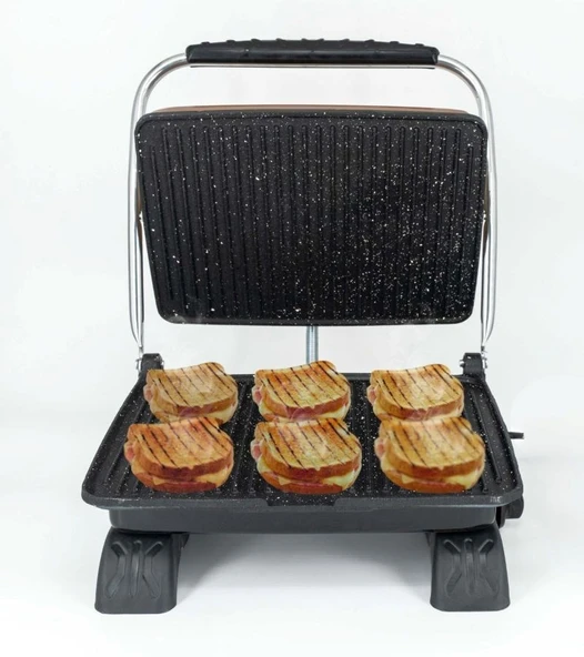 Elis Concept & Dökümix Demir Döküm Granit Rose 1800 W 4-6 Dilim Ev-Sanayi-Büfe Tipi Tost Makinası - 3