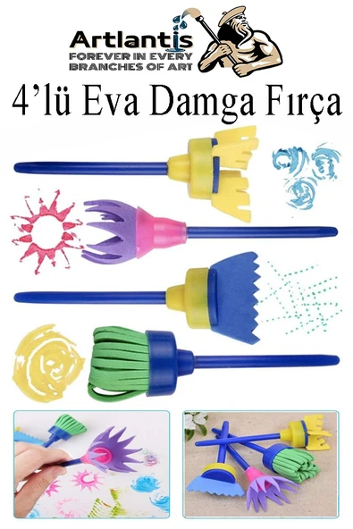Eva Spatula ve Damga Fırçası 8 li 1 Paket Plastik Doku Tarağı Fırçası Okul Öncesi Boya Sünger Fırça Seti Çocuklar İçin - 2