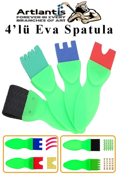 Eva Spatula ve Damga Fırçası 8 li 1 Paket Plastik Doku Tarağı Fırçası Okul Öncesi Boya Sünger Fırça Seti Çocuklar İçin - 4