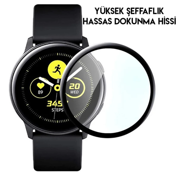 Samsung Galaxy Watch Active 2 40mm 3D PMMA Cam Ekran Koruyucu (Siyah) - 4