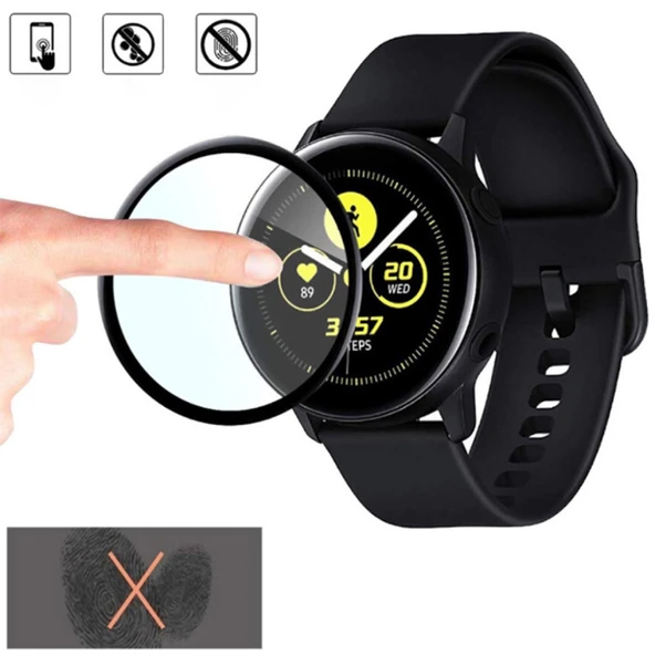 Samsung Galaxy Watch Active 1 R500 3D PC+PMMA Ekran Koruyucu (Siyah) - 2