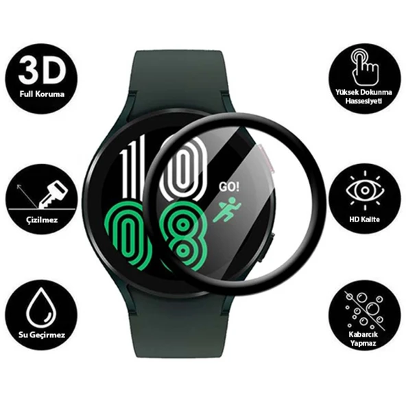 Samsung Galaxy Watch 4 40mm 3D PET+PMMA Cam Ekran Koruyucu (Siyah) - 2