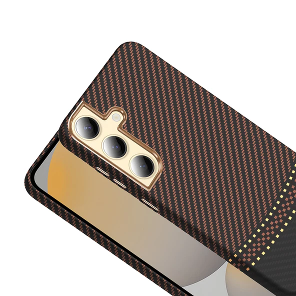 Samsung Galaxy S24 Kılıf Kablosuz Şarj Özellikli Karbon Fiber Görünümlü Gros Kapak - 11