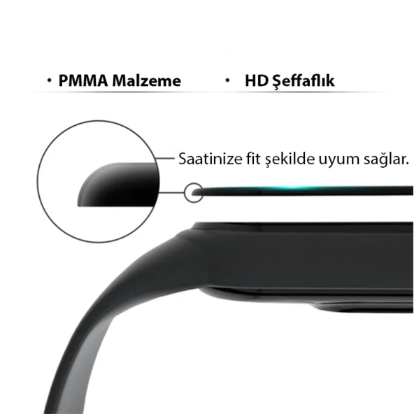 Realme Watch 3D PET+PMMA Cam Ekran Koruyucu (Siyah) - 3