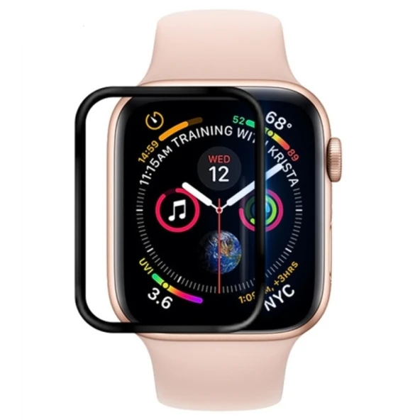 Apple Watch 5-4 40mm 3D PMMA Cam Ekran Koruyucu (Siyah)