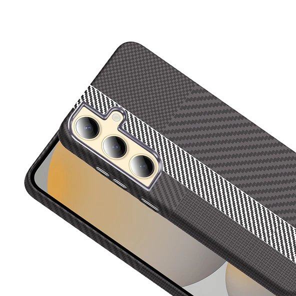 Samsung Galaxy S24 Kılıf Kablosuz Şarj Özellikli Karbon Fiber Görünümlü Gros Kapak - 3