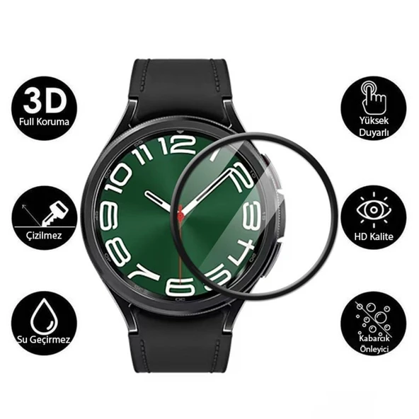 Samsung Galaxy Watch 6 Classic 43mm PMMA Cam Ekran Koruyucu (Siyah) - 2