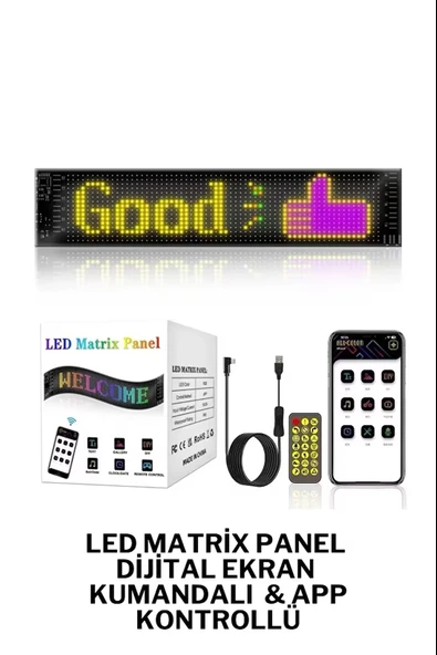Led Matrix Panel Cama Yapışan Telefon Kontrollü Led Ekran Panel 16x96 - 192MM-898MM