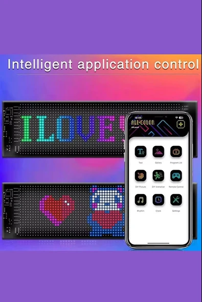 Led Matrix Panel Cama Yapışan Telefon Kontrollü Led Ekran Panel 16x96 - 192MM-898MM - 2