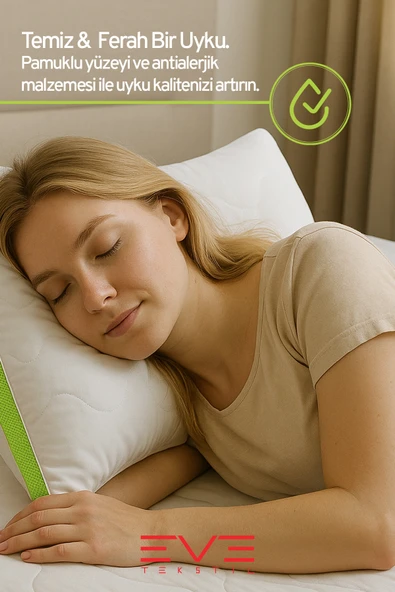 4 Adet Yeşil Serisi Kılıflı Fermuarlı Klimali Antialerjik Silikon Nano Elyaf Yastık 50x70cm - 7