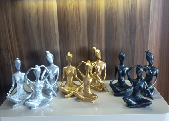 kırılmaz polyester,3 lü yoga yapan kızlar biblosu - Resim 4