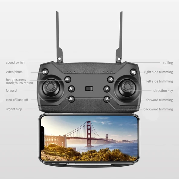 E99 Pro RC Drone 4K HD Kamera Katlanabilir WIFI FPV Yüksek Performans Siyah kumandalı geniş açı Profesyonel ufak - 12
