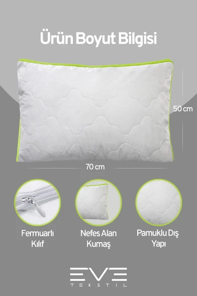 2 Adet Bordo Serisi Kılıflı Fermuarlı Klimali Antialerjik Silikon Nano Elyaf Yastık 50x70cm - 3