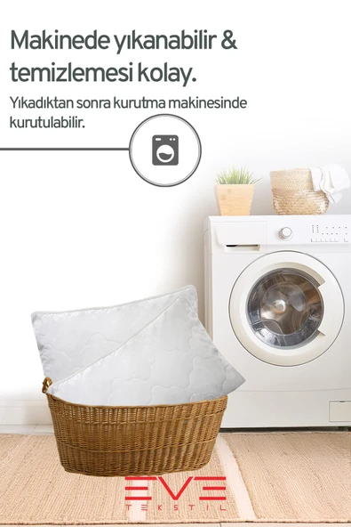 8 Adet Klimax Beyaz Serisi Kılıflı Fermuarlı Klimali Antialerjik Silikon Nano Elyaf Yastık 50x70cm - 5