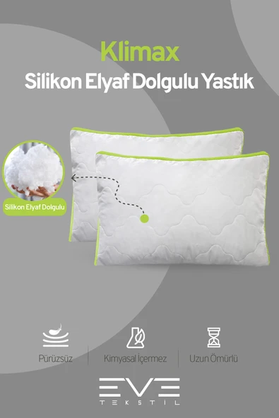 2 Adet Bordo Serisi Kılıflı Fermuarlı Klimali Antialerjik Silikon Nano Elyaf Yastık 50x70cm - 2