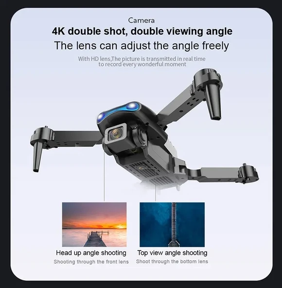 E99 Pro RC Drone 4K HD Kamera Katlanabilir WIFI FPV Yüksek Performans Siyah kumandalı geniş açı Profesyonel ufak - 9
