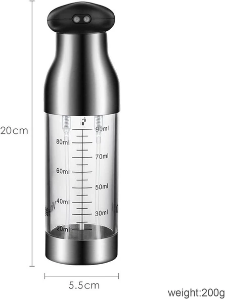 Busstier Çift Bölmeli Püskürtmeli Sprey Yağlık ve Sirkelik, Paslanmaz Çelik, 200 ml Kapasiteli - 7
