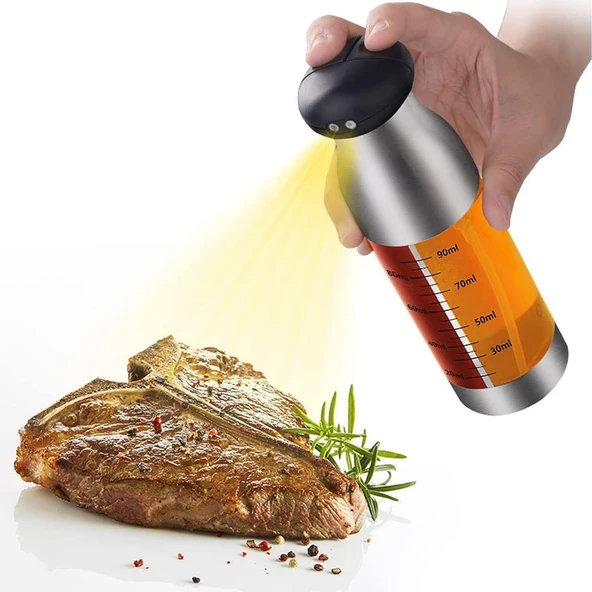 Busstier Çift Bölmeli Püskürtmeli Sprey Yağlık ve Sirkelik, Paslanmaz Çelik, 200 ml Kapasiteli - 2
