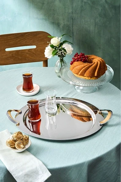 Serra Yuvarlak Çelik Tepsi 41 Cm