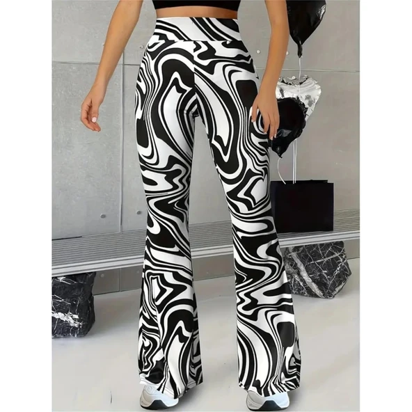 Lucky Life Kadın Yüksek Bel Zebra Desenli Tayt - 2
