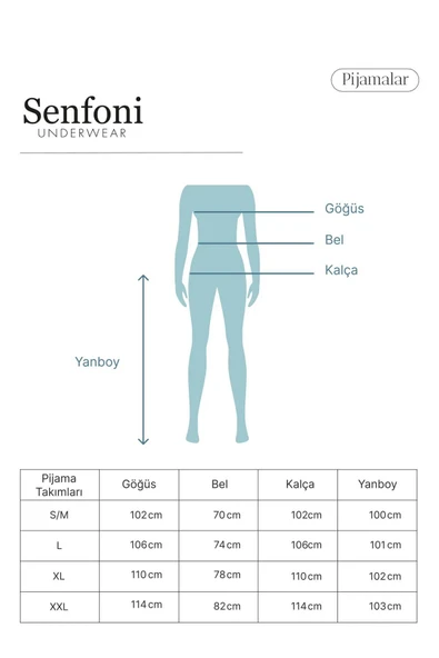 Senfoni Kadın Düğme Yaka Uzun Kol Pijama Takımı 6000Y -1 Adet  L Yeşil - Resim 3