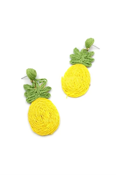 Ananas Hasır Küpe - Sarı