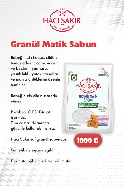 4 Adet 1000 gr Hacı Şakir Granül Matik Çamaşır Deterjanı Lavanta ve ROSIE - Resim 2