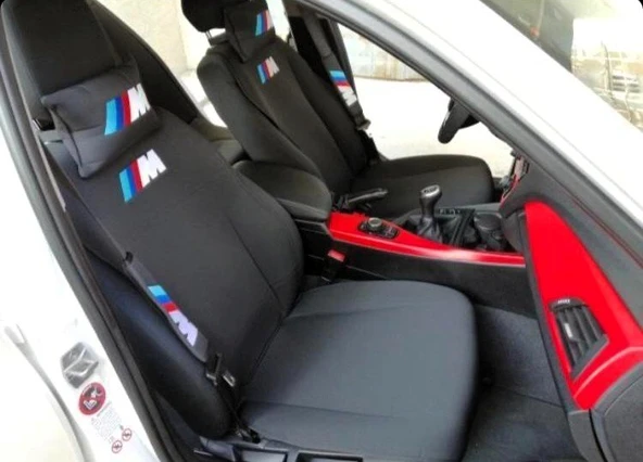 BMW M Nakışlı Ön İkili Oto Koltuk Minderi 2 Adet Boyun Yastığı 2 Adet Kemer Pedi ürün görseli