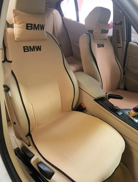 BMW Nakışlı Ön İkili Oto Koltuk Minderi 2 Adet Boyun Yastığı 2 Adet Kemer Pedi ürün görseli