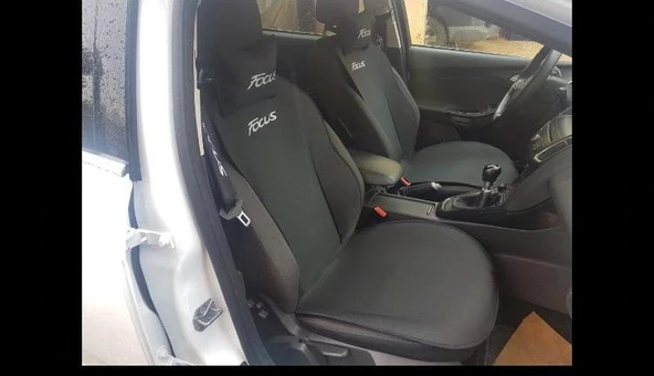 FORD FOCUS Nakışlı Ön İkili Oto Koltuk Minderi 2 Adet Boyun Yastığı 2 Adet Kemer Pedi SİYAH - 2