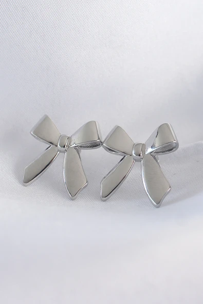 Pirinç Gümüş Renk Düz Plaka Fiyonk Küpe - TJ-BKP8937 ürün görseli