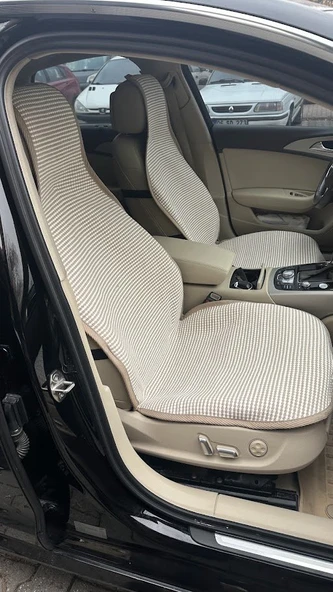 Universal Oto Koltuk Kılıfı Terletmez Minder 3 Parça KREM RENK - Resim 2