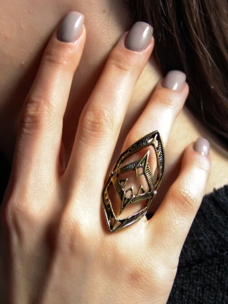 Trend Desenli Antik Ayarlanabilir Kadın Yüzük euy1270 ürün görseli