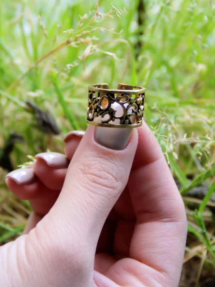 Trend Desenli Antik Ayarlanabilir Kadın Yüzük euy1271 - Resim 3