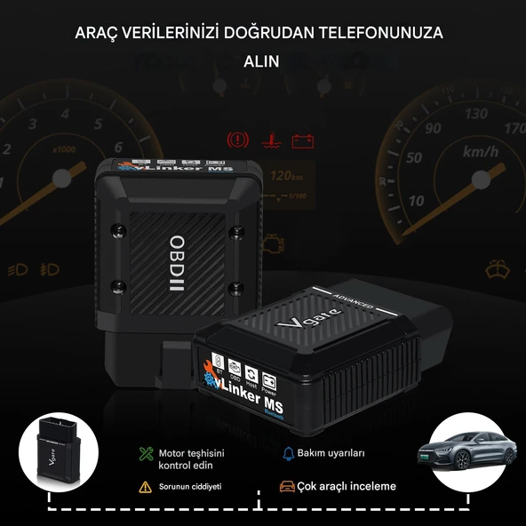 Vlinker MS ELM327 OBD2 Araç Teşhis Cihazı Bluetooth - 5