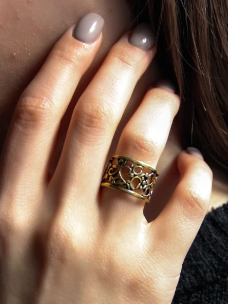 Trend Desenli Antik Ayarlanabilir Kadın Yüzük euy1271 - Resim 2