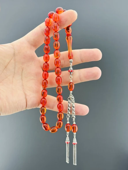 8,3 GR 925 AYAR GÜMÜŞ PÜSKÜL ATEŞ KEHRİBAR BEYZİ KESİM 8,50X11,50