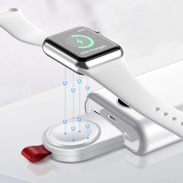 Apple İWatch 1-2-3-4-5-6-7-8 SE Magnetic Şarj Cihazı (Beyaz) - 3