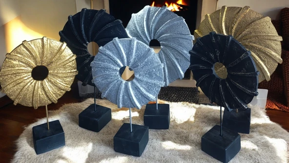 kırılmaz polyester,SARI RENK halka pervane figürlü biblo - Resim 4