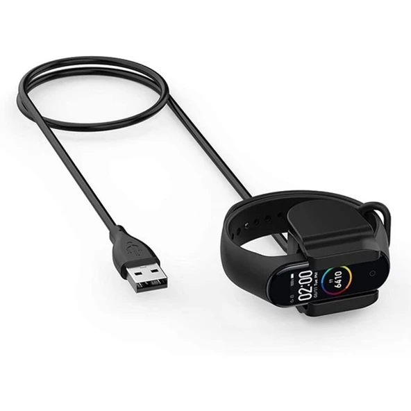 Xiaomi Mi Band 5 Klipsli Usb Şarj Kablosu 30CM (Siyah)
