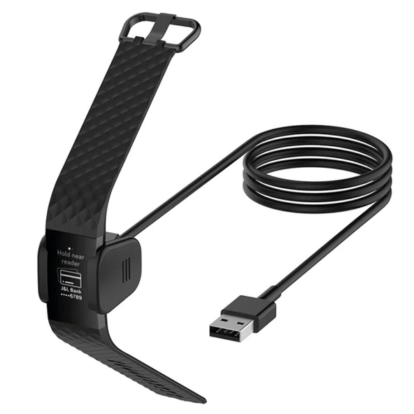 Fitbit Charge 4 Usb Şarj Aleti Şarj Kablosu (Siyah) - 3