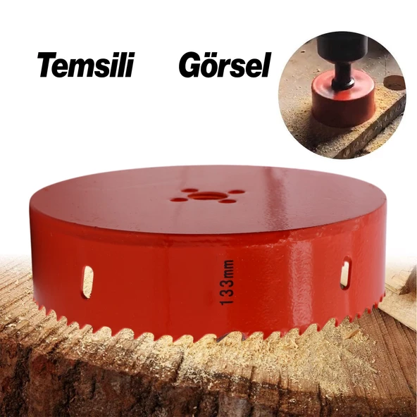 Bi Metal Panç Ø 133 mm Delik Açma Alçıpan Ahşap Pvc Delme Testeresi Adaptörsüz 1 Adet - Resim 4