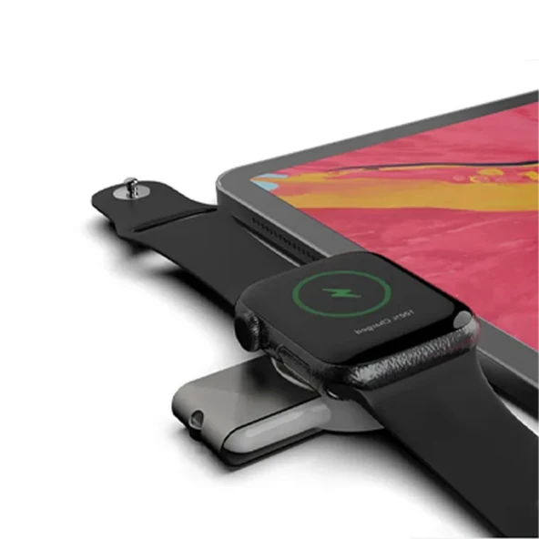 Apple iWatch uyumlu Taşınabilir 2 in 1 USB + Type-C Şarj Standı (Beyaz) - 4