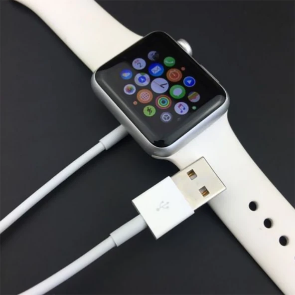 Apple Watch İçin Manyetik Şarj Kablosu 1 Metre (Beyaz) - 3