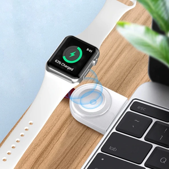 Apple İWatch 1-2-3-4-5-6-7-8 SE Magnetic Şarj Cihazı (Beyaz) - 4