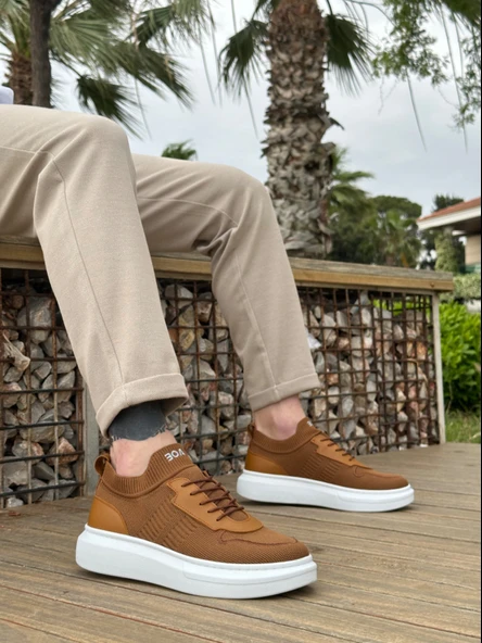 ET0812 Özel Örme Triko Tarz Taba Renk Spor Ayakkabı ürün görseli