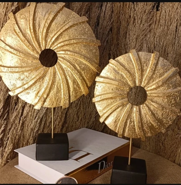 kırılmaz polyester,SARI RENK halka pervane figürlü biblo - Resim 2